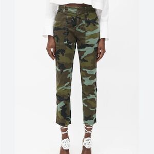 Nili Lotan Jenna Pants Green Camouflage Cropped Slim Fit Mid Rise Women’s 10
